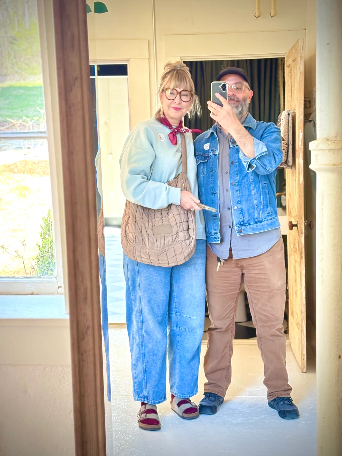 A photo of me and Mia that I took while facing a mirror at one of the tour stops.