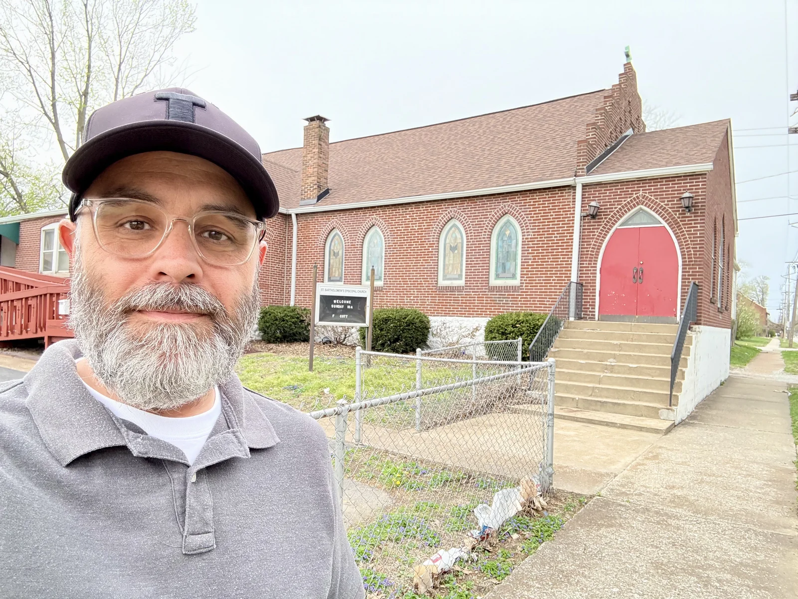 A selfie in front of St. Bartholomew Church