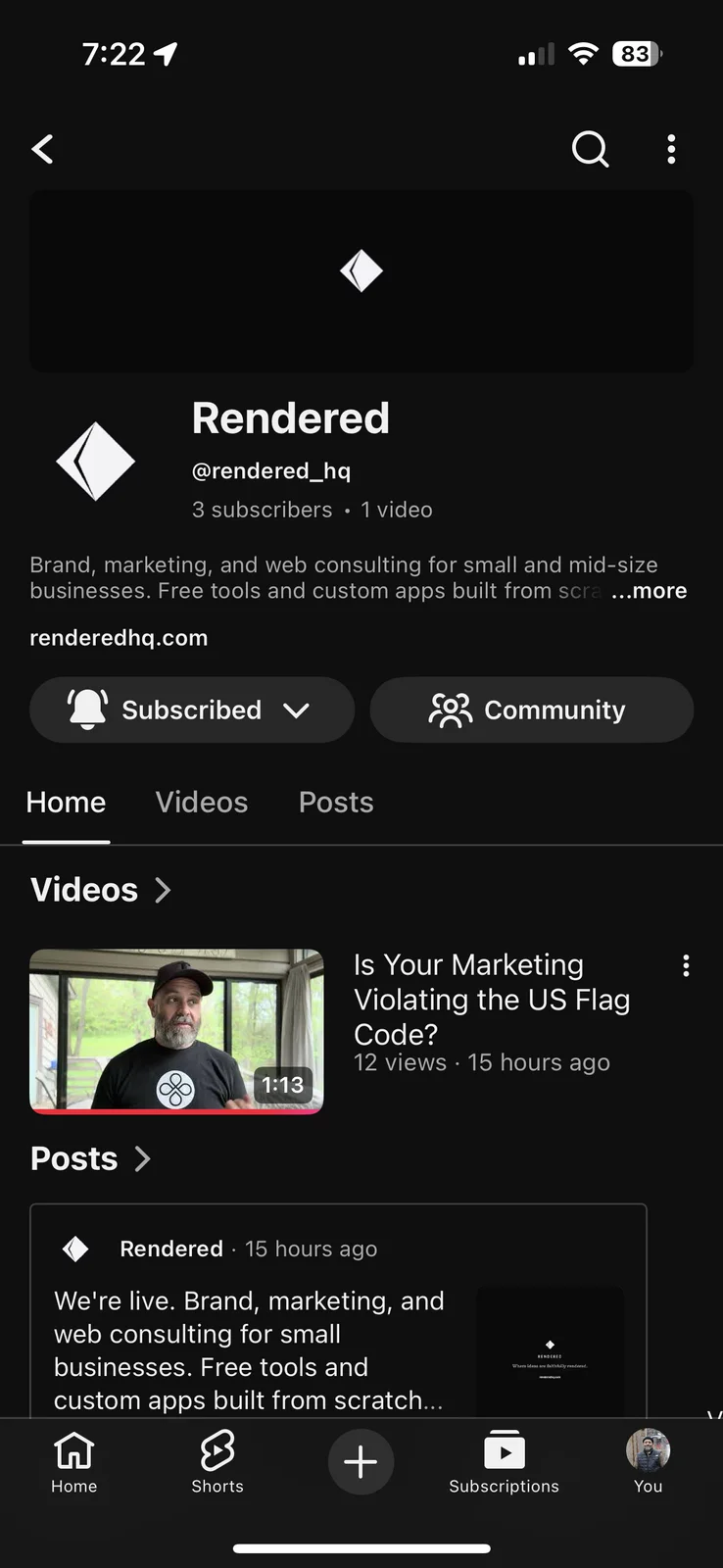 A screenshot of the channel from my iPhone